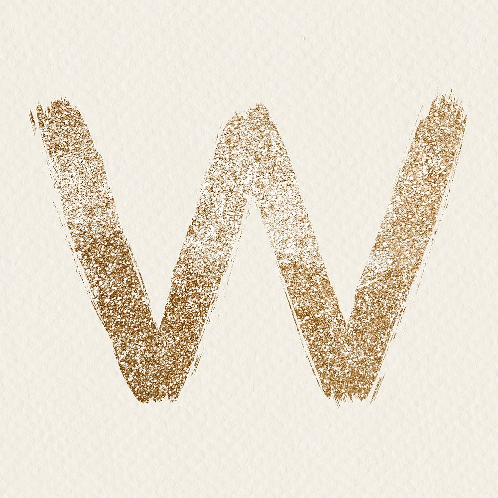 Gold w letter glitter psd brush typeface