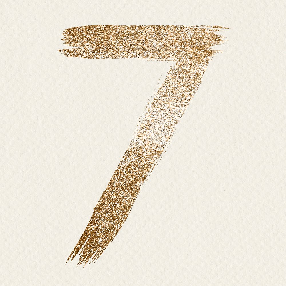 Gold glitter 7 number psd brush stroke font