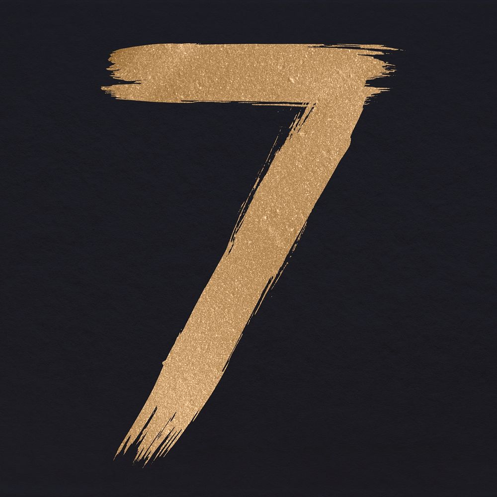 Brushed gold number 7 psd typeface