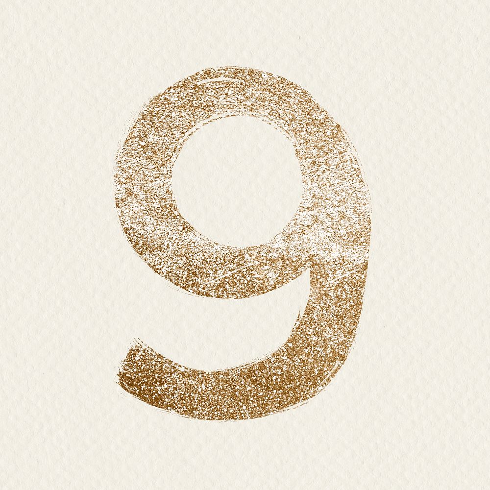 Gold glitter 9 number psd | Free PSD - rawpixel