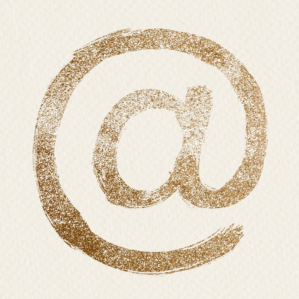 Gold at symbol painted psd glitter font