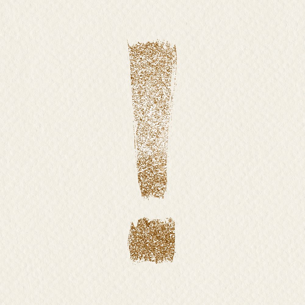 Gold exclamation symbol psd painted glitter font