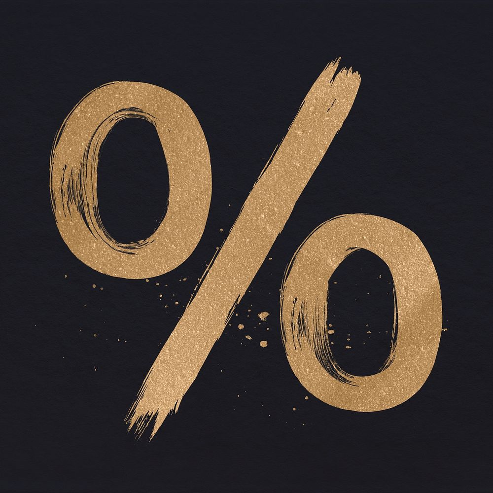 Brushed gold percent symbol psd typeface