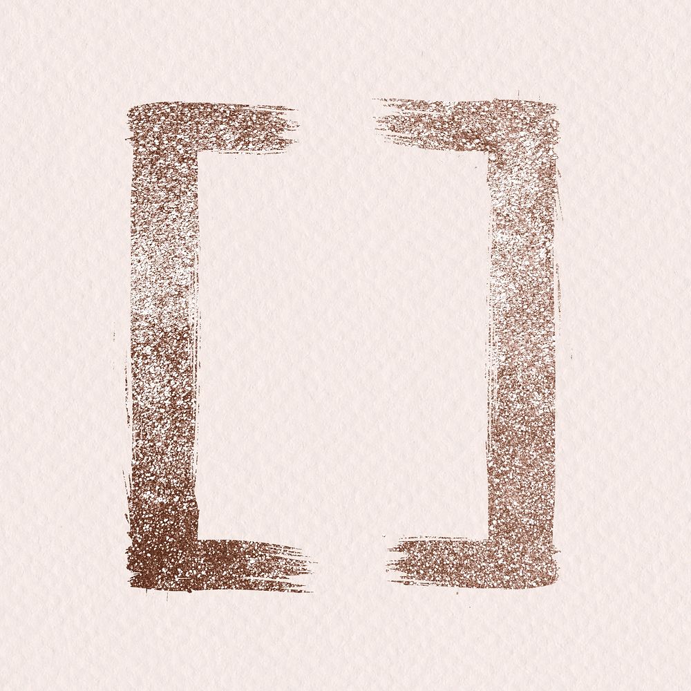 Square bracket psd symbol rose gold brush glitter font