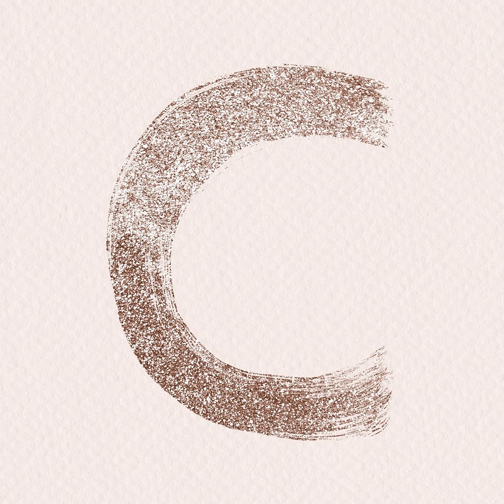 Glitter c psd letter rose gold painted typography