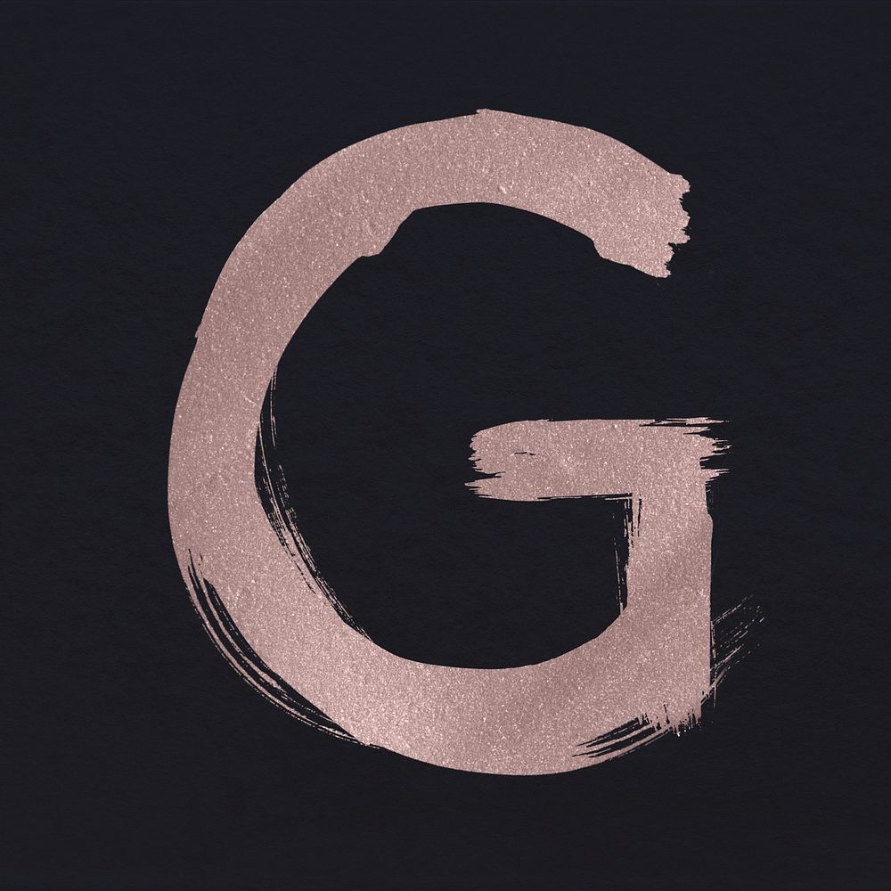 Brushed stroke psd g letter rose gold typeface
