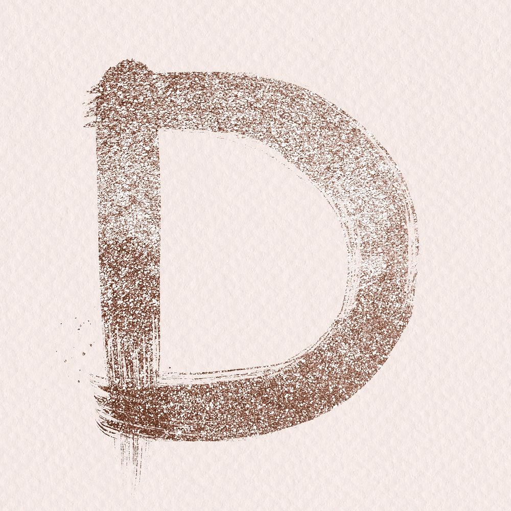 Glitter d letter psd painted rose gold typography