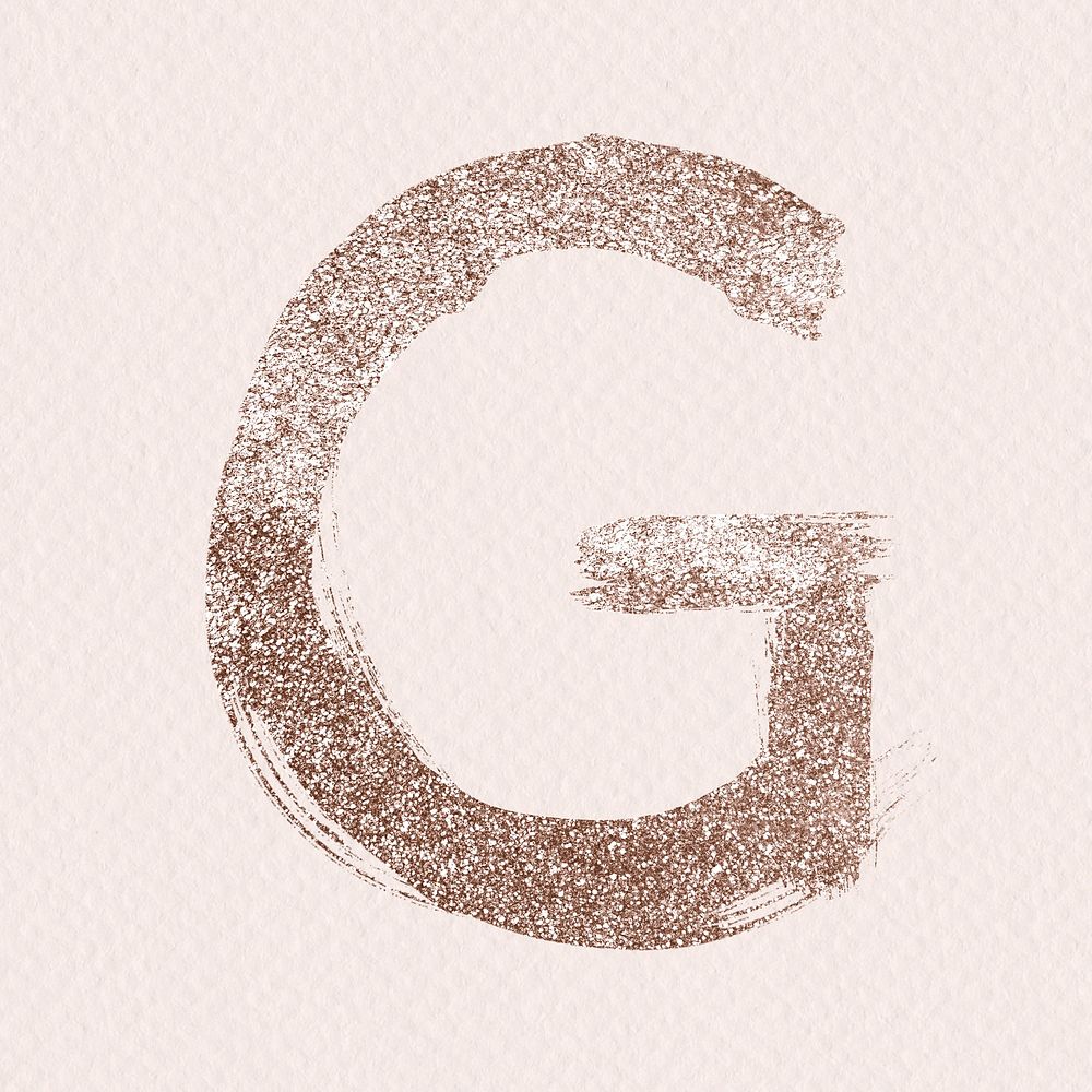 Glitter g psd letter rose gold painted typography