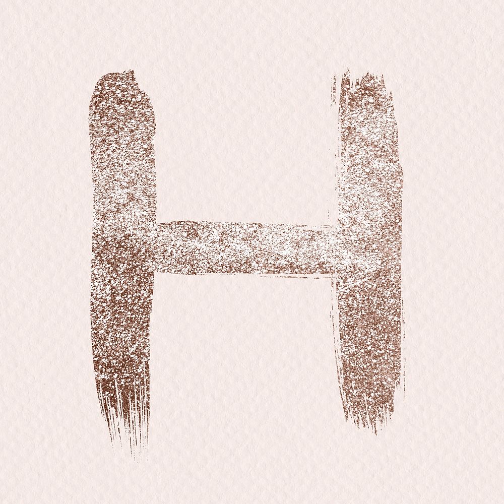 Glitter h psd letter rose gold painted typography