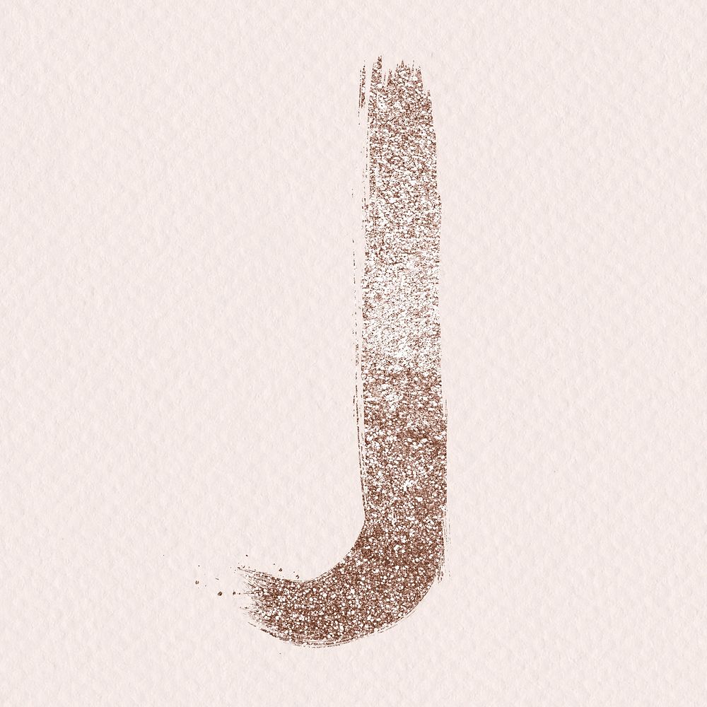 Glitter j psd letter rose gold painted typography