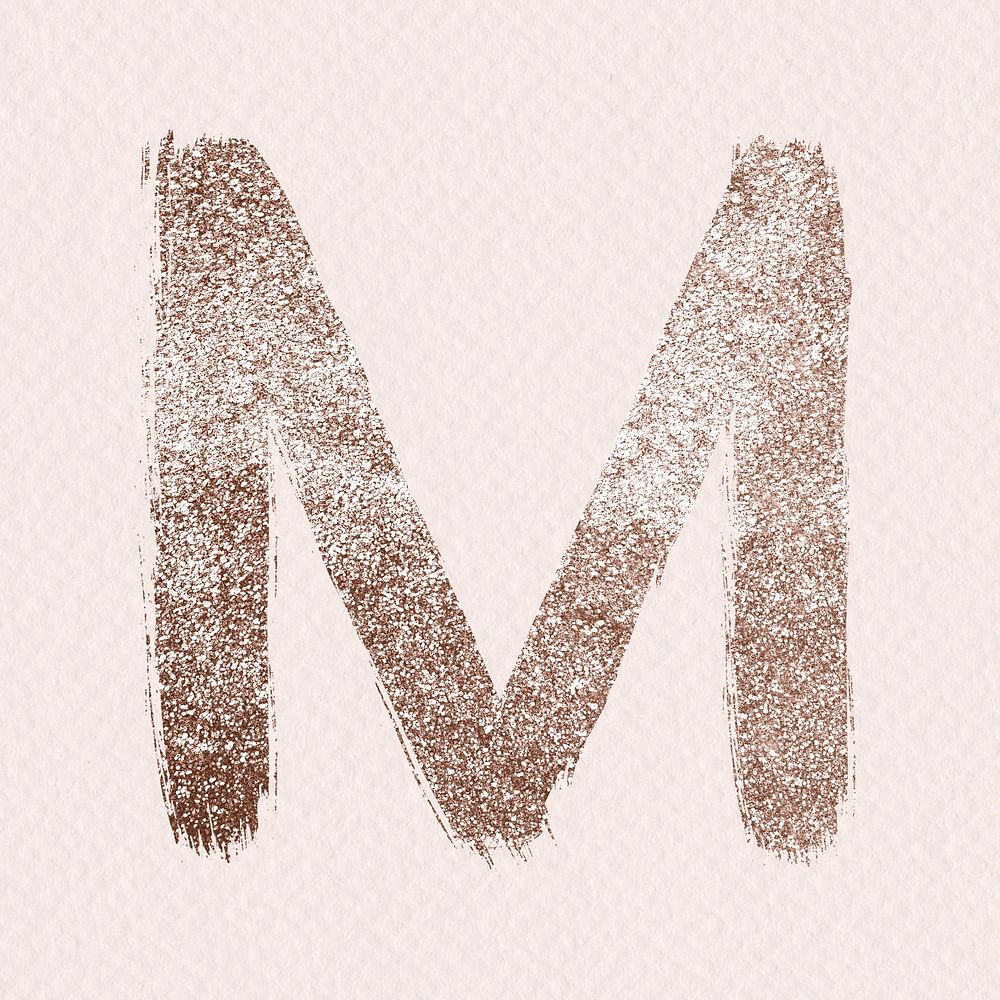 Glitter m letter psd painted rose gold typography