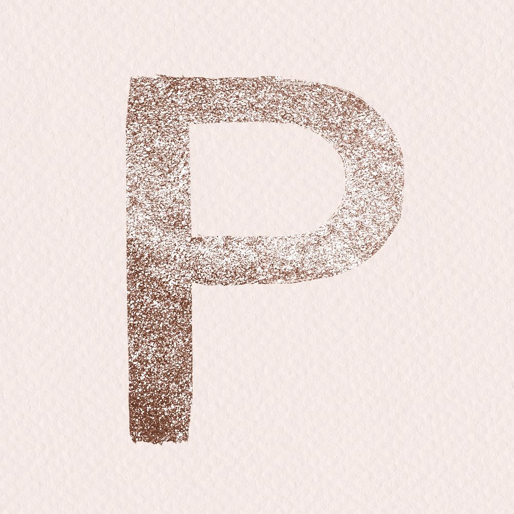Glitter p letter psd painted rose gold typography