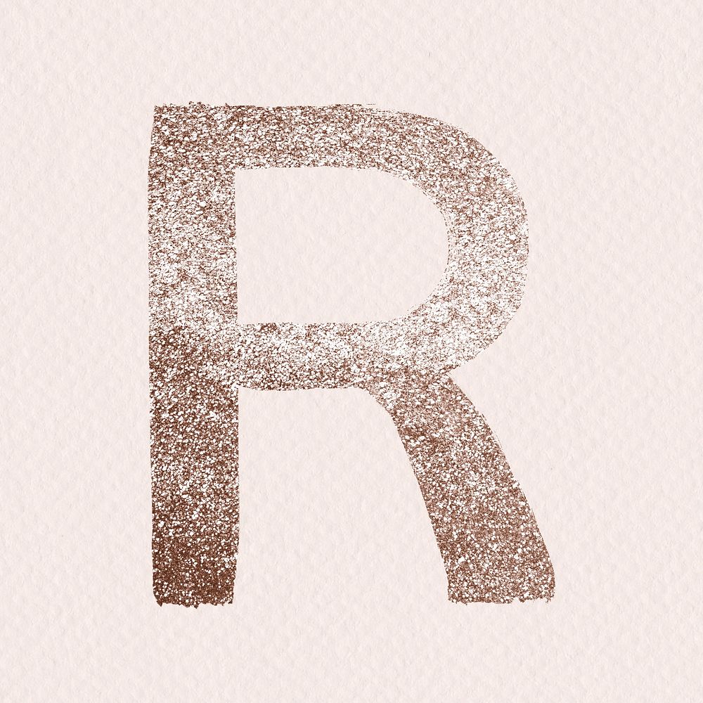 Glitter r psd letter rose gold painted typography