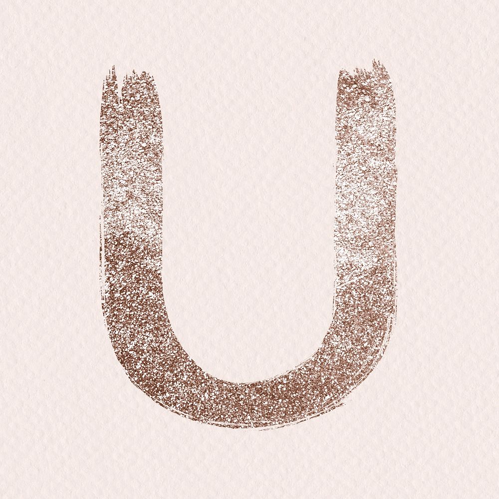 Glitter u letter psd painted rose gold typography