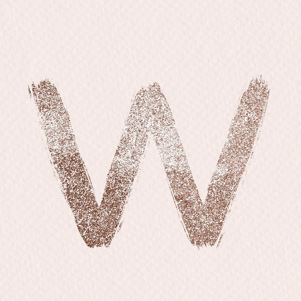 Glitter w psd letter rose gold painted typography