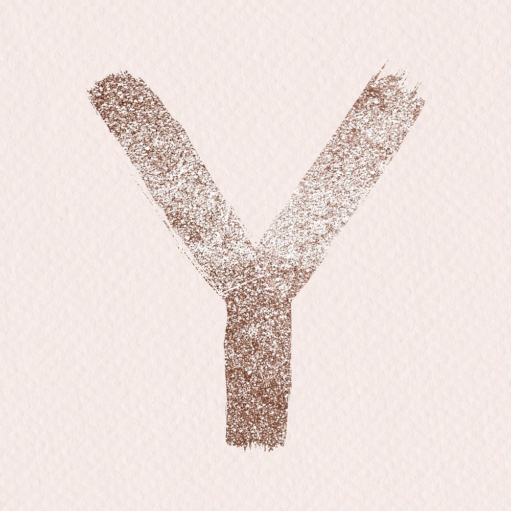 Glitter y psd letter rose gold painted typography