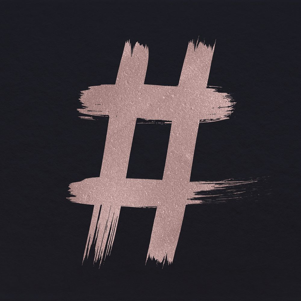 Brushed hashtag psd symbol rose gold typeface