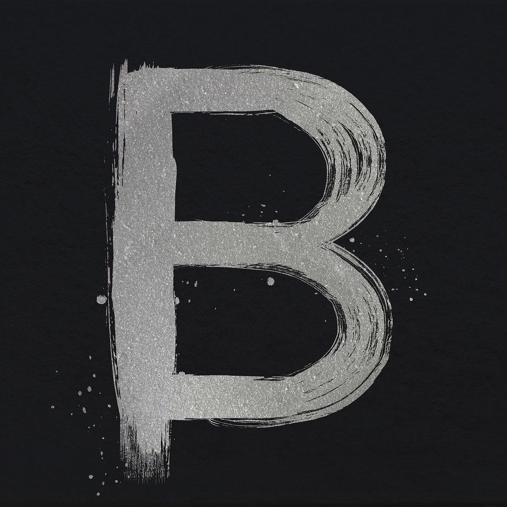 Brushed silver b psd letter font