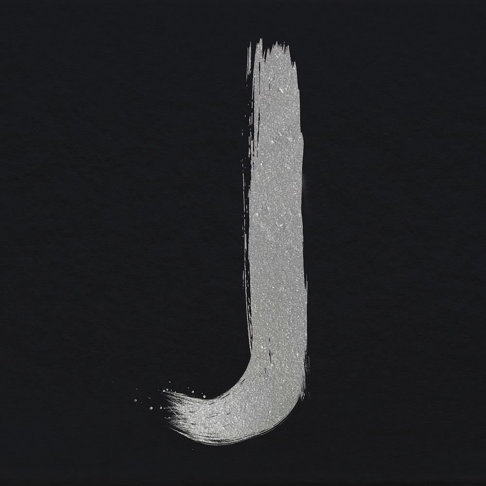 Brushed silver j letter psd font