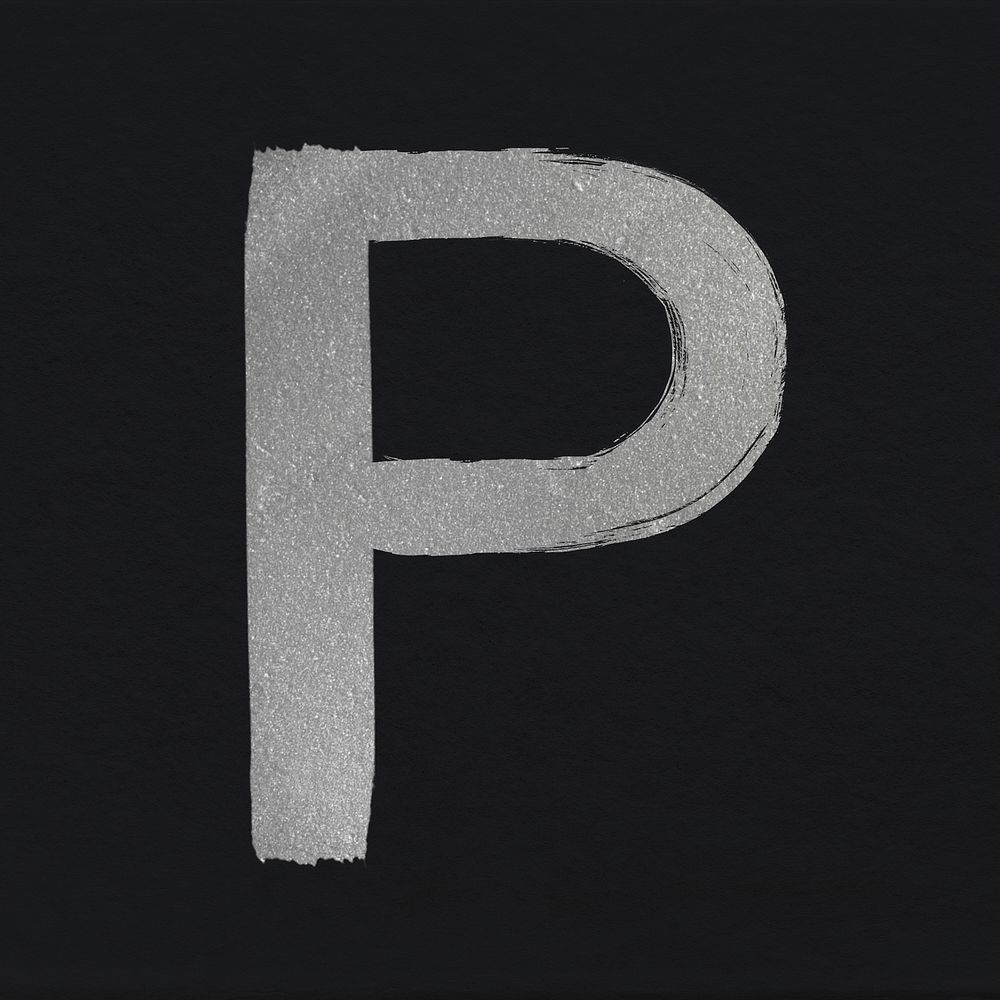 Brushed silver p letter psd font