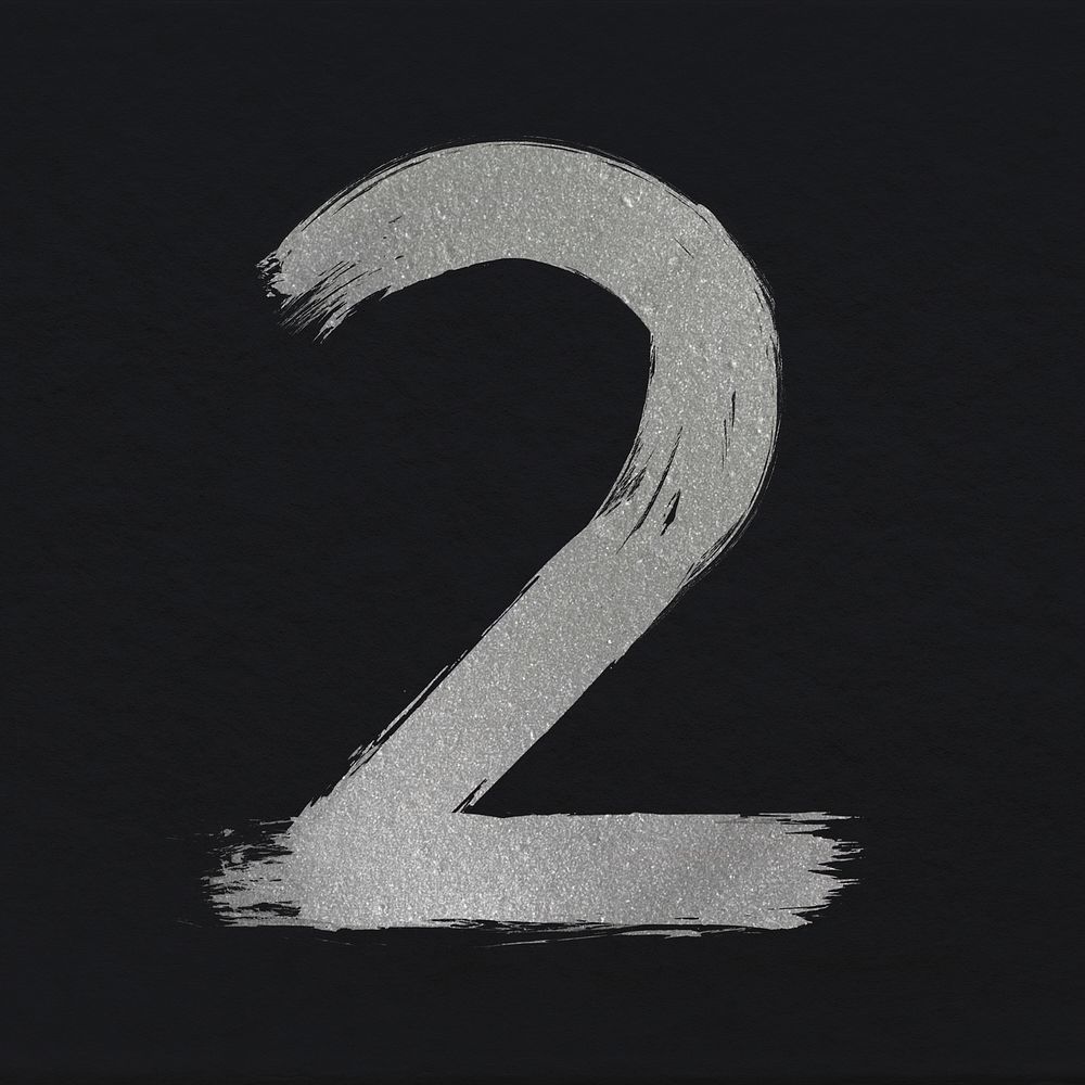 Painted silver 2 psd number typography