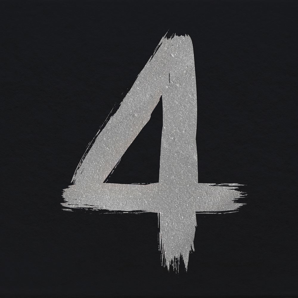 Painted silver 4 psd number typography