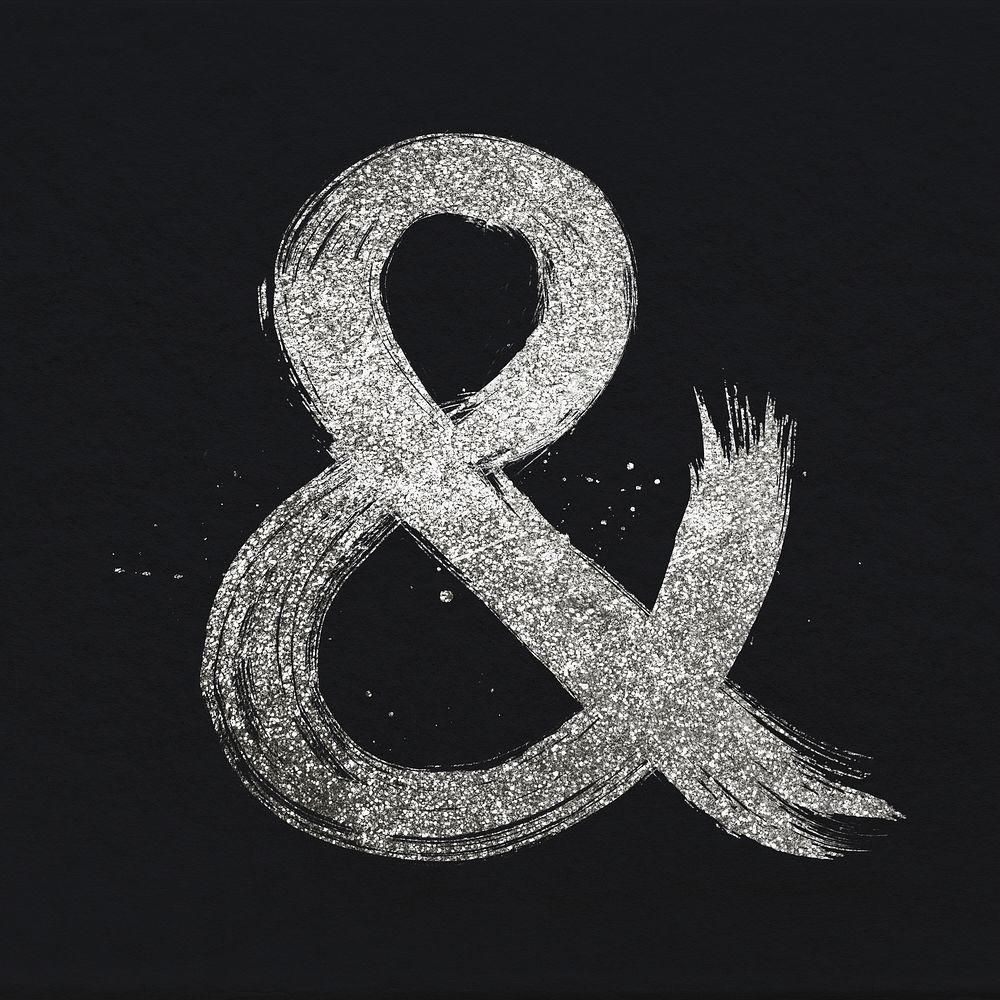 Silver glitter and symbol psd brush stroke font