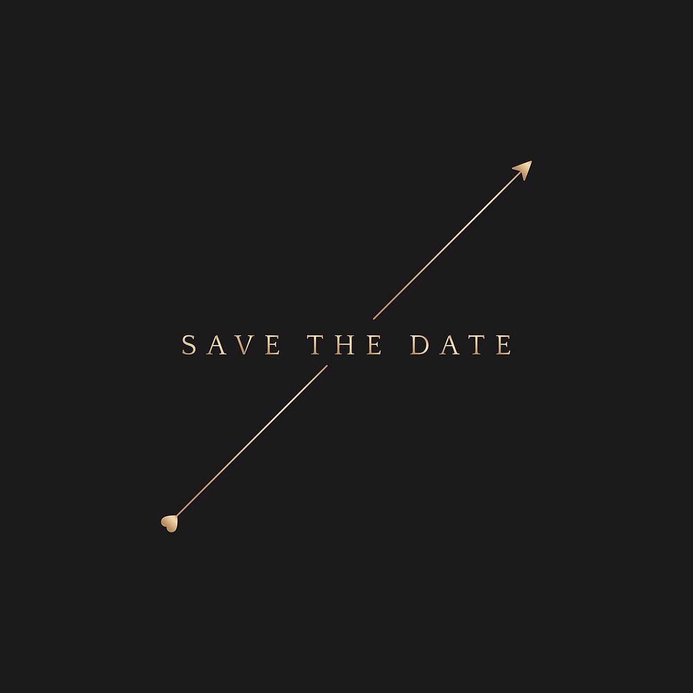 Save the date badge wedding invitation golden luxurious arrow
