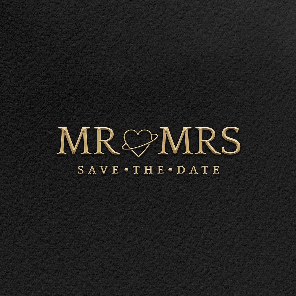 MR and MRS badge psd wedding save the date golden luxurious style