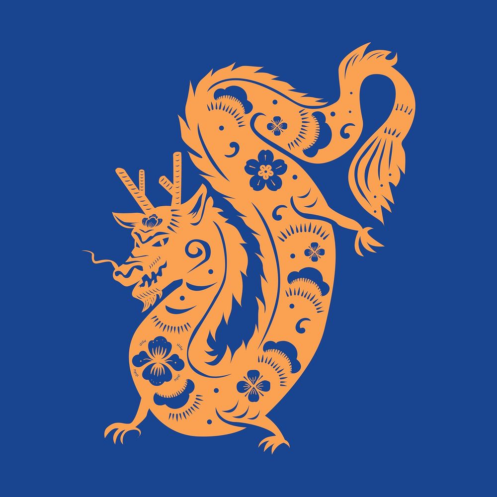 Chinese New Year dragon psd orange animal zodiac sign illustration