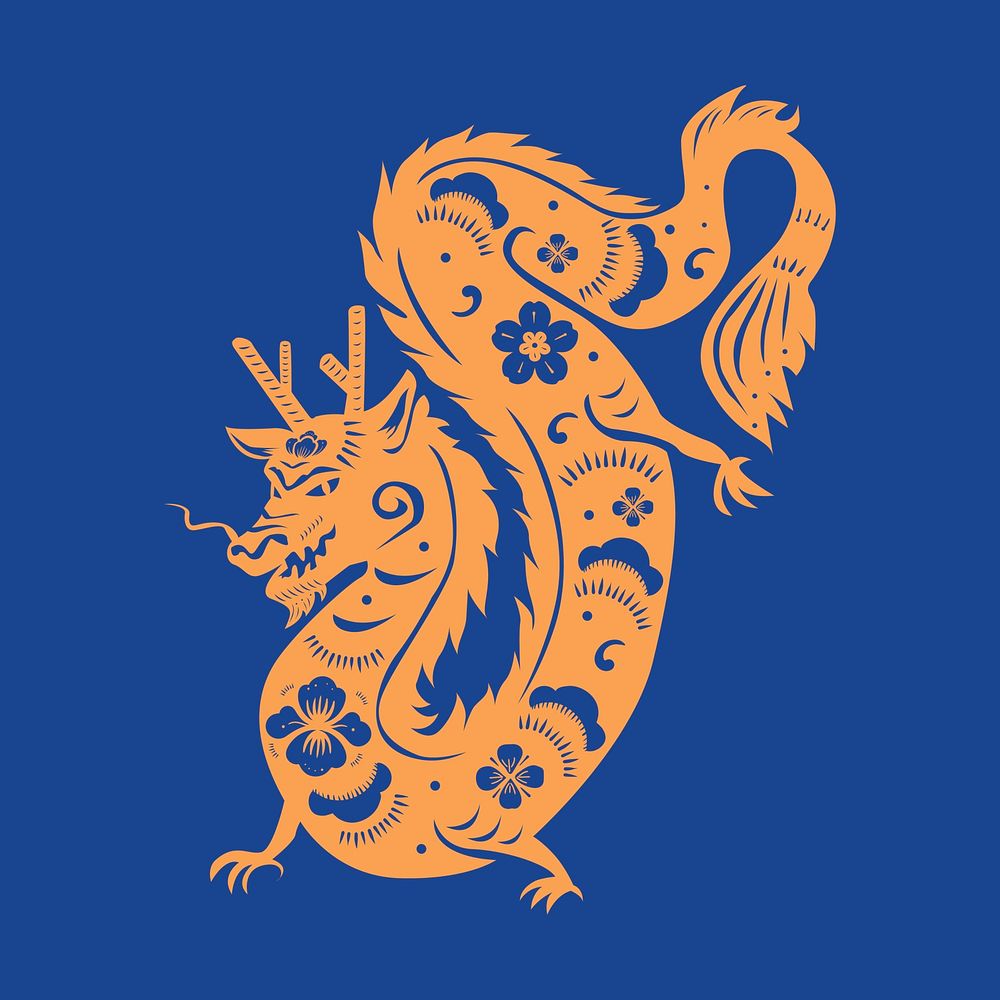Chinese New Year dragon vector orange animal zodiac sign illustration