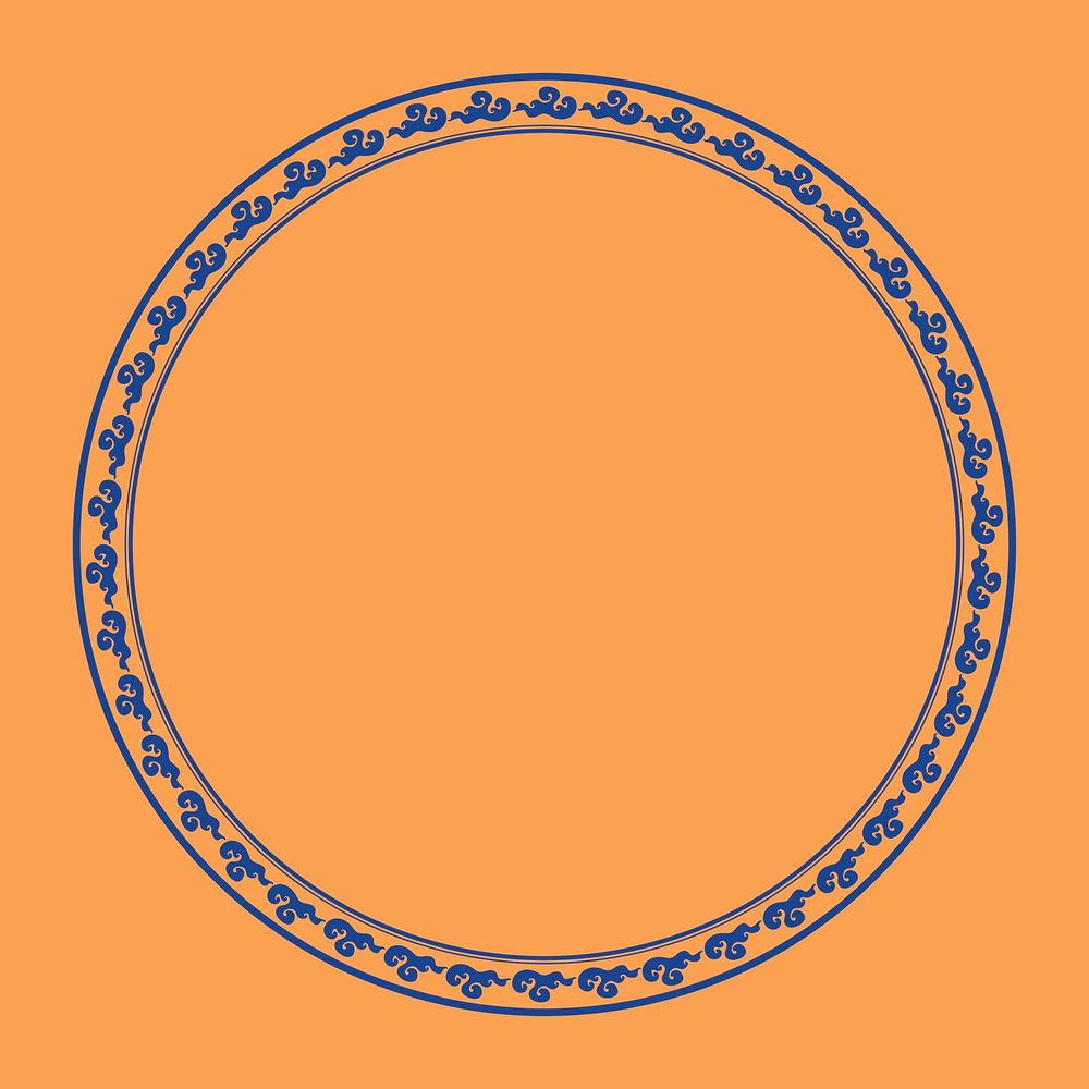 Chinese frame psd traditional clouds pattern blue circle