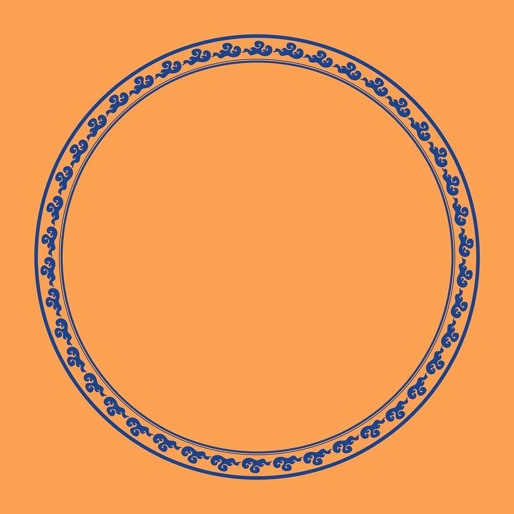 Chinese frame vector traditional clouds pattern blue circle