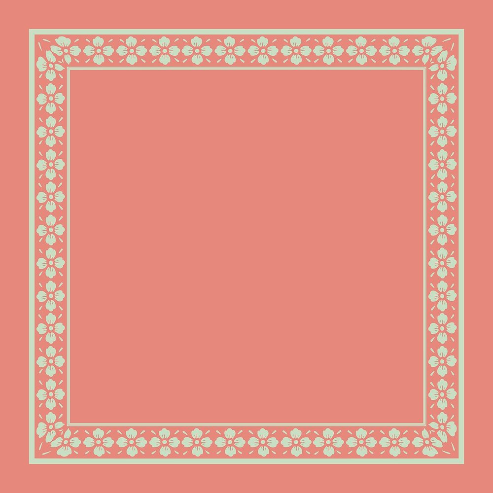 Chinese frame vector traditional sakura floral pattern green square