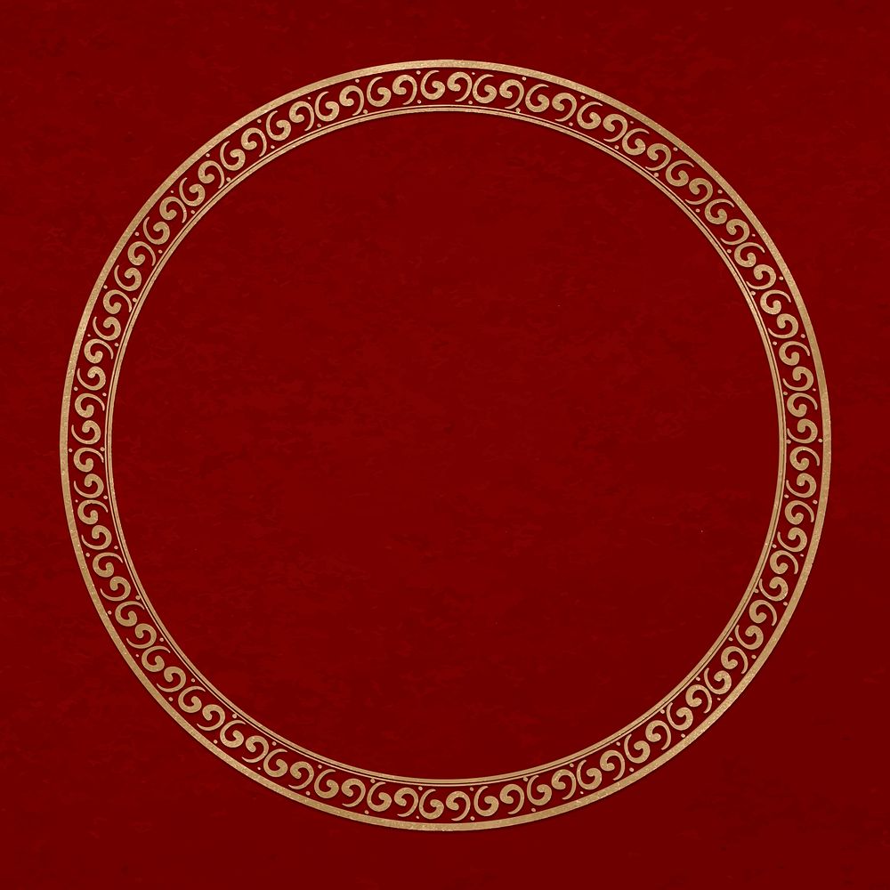 Chinese frame vector oriental pattern gold circle in Chinese New Year theme