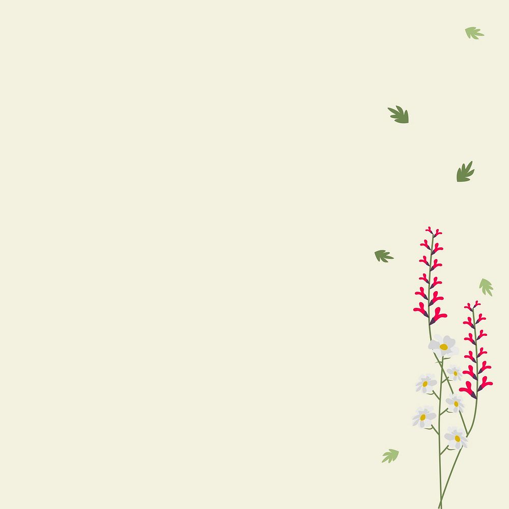 Floral background vector with wildflowers