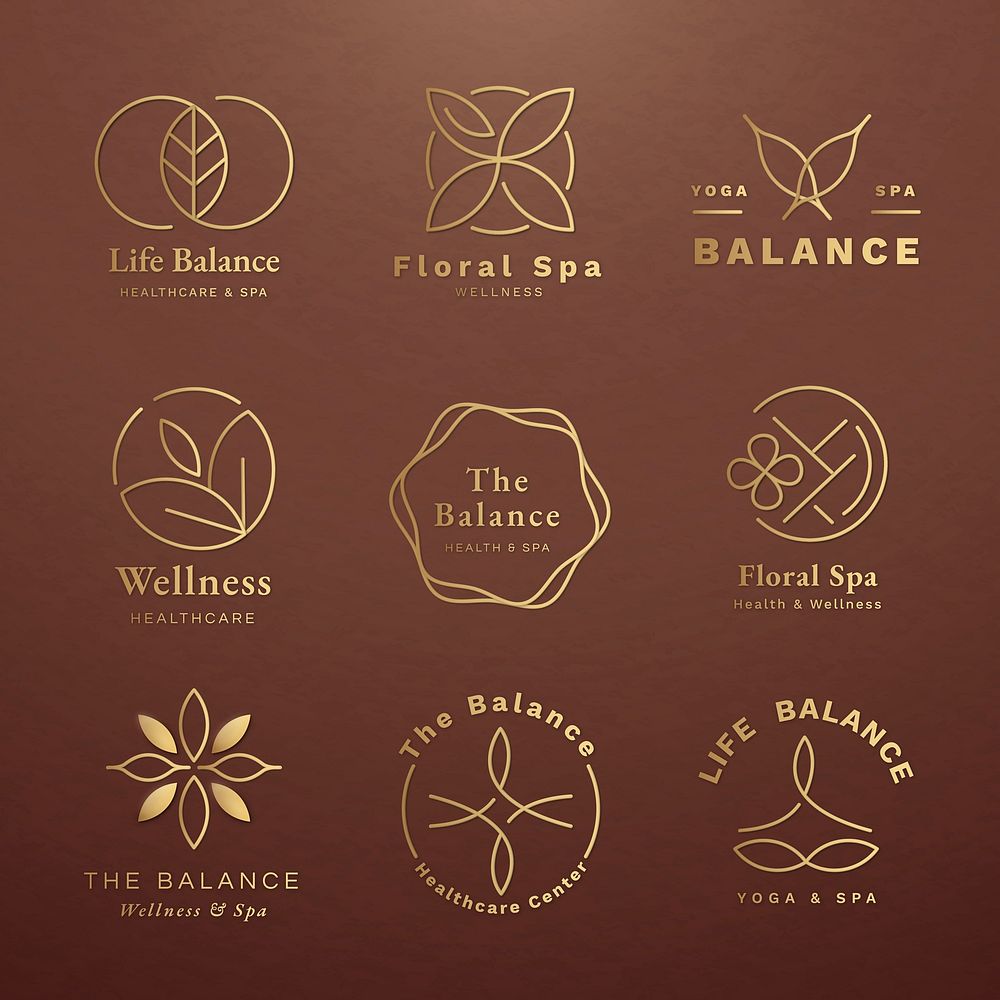 Golden logo for health and wellness set