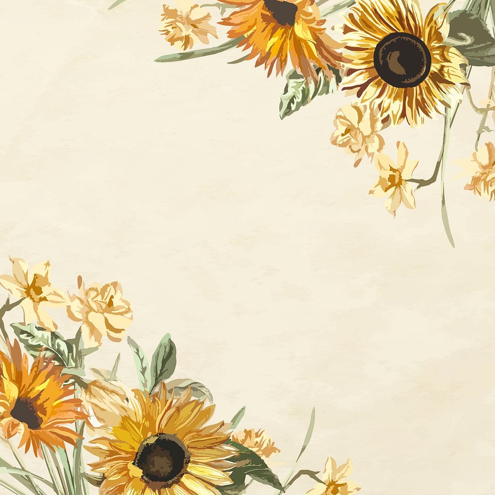 Floral border with watercolor sunflower vector
