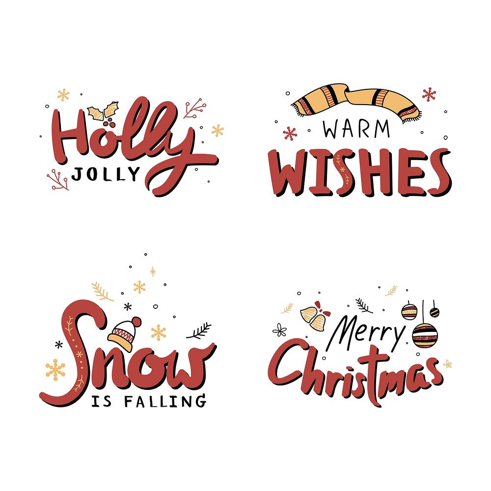 Christmas greeting psd social media sticker set