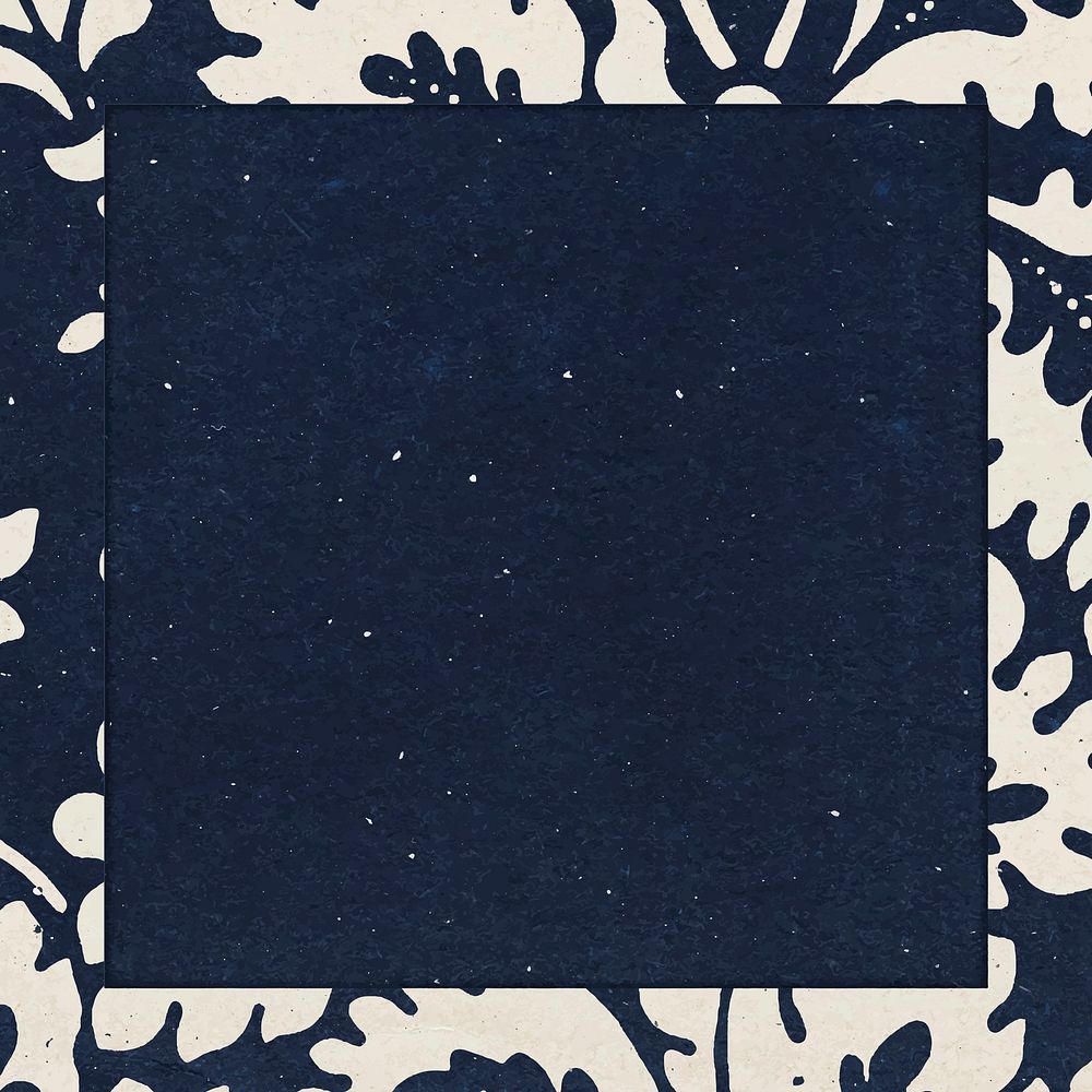 William Morris floral frame vector remix botanical pattern indigo background
