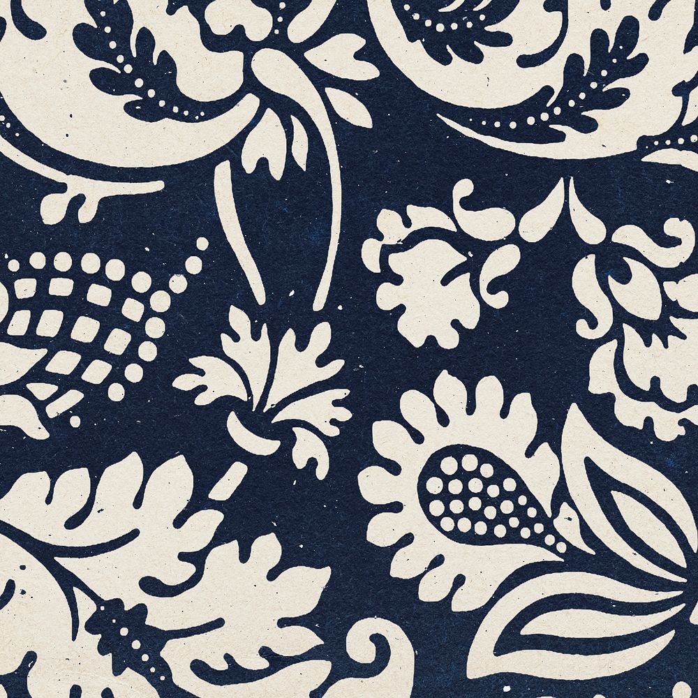 Indigo floral pattern background remix artwork from William Morris illustration