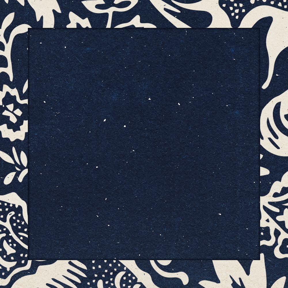Vintage leafy frame indigo background remix artwork from William Morris