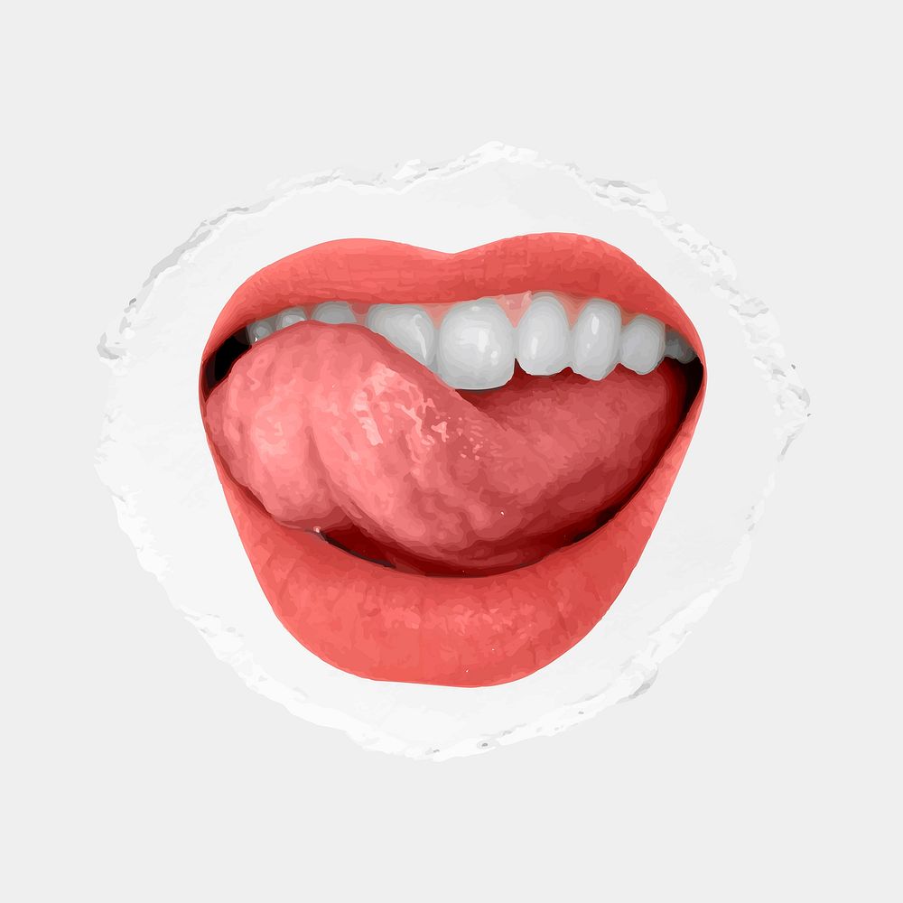 Pink matte licking lips vector sexy social media post for Valentine&rsquo;s day