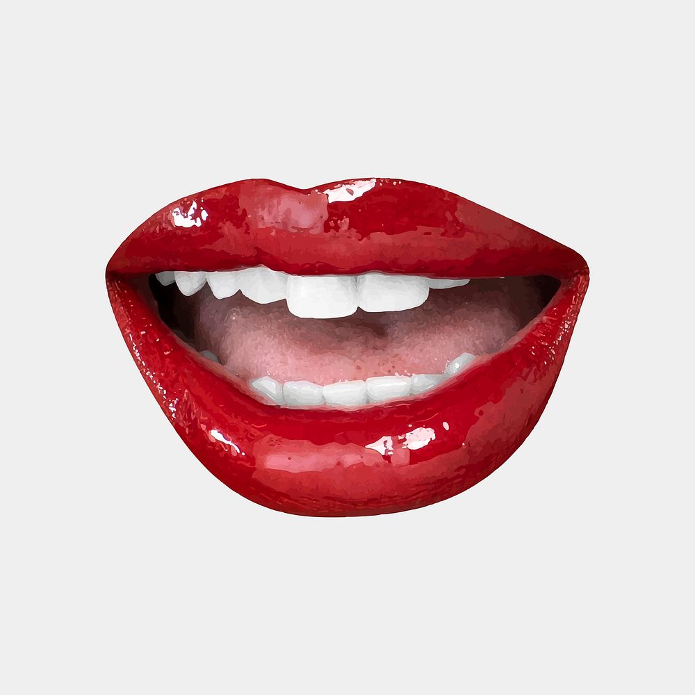 Kissable red lips vector sneering attitude expression design element