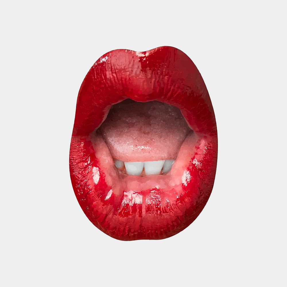 'Ooh' woman&rsquo;s red lips vector expression on gray background