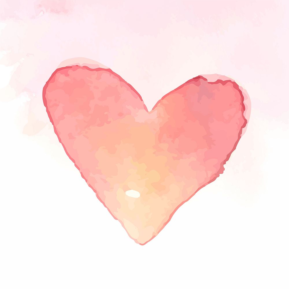 Watercolor pink heart sticker psd valentine's day