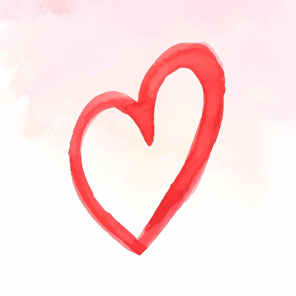 Watercolor pink heart sticker psd valentine's day