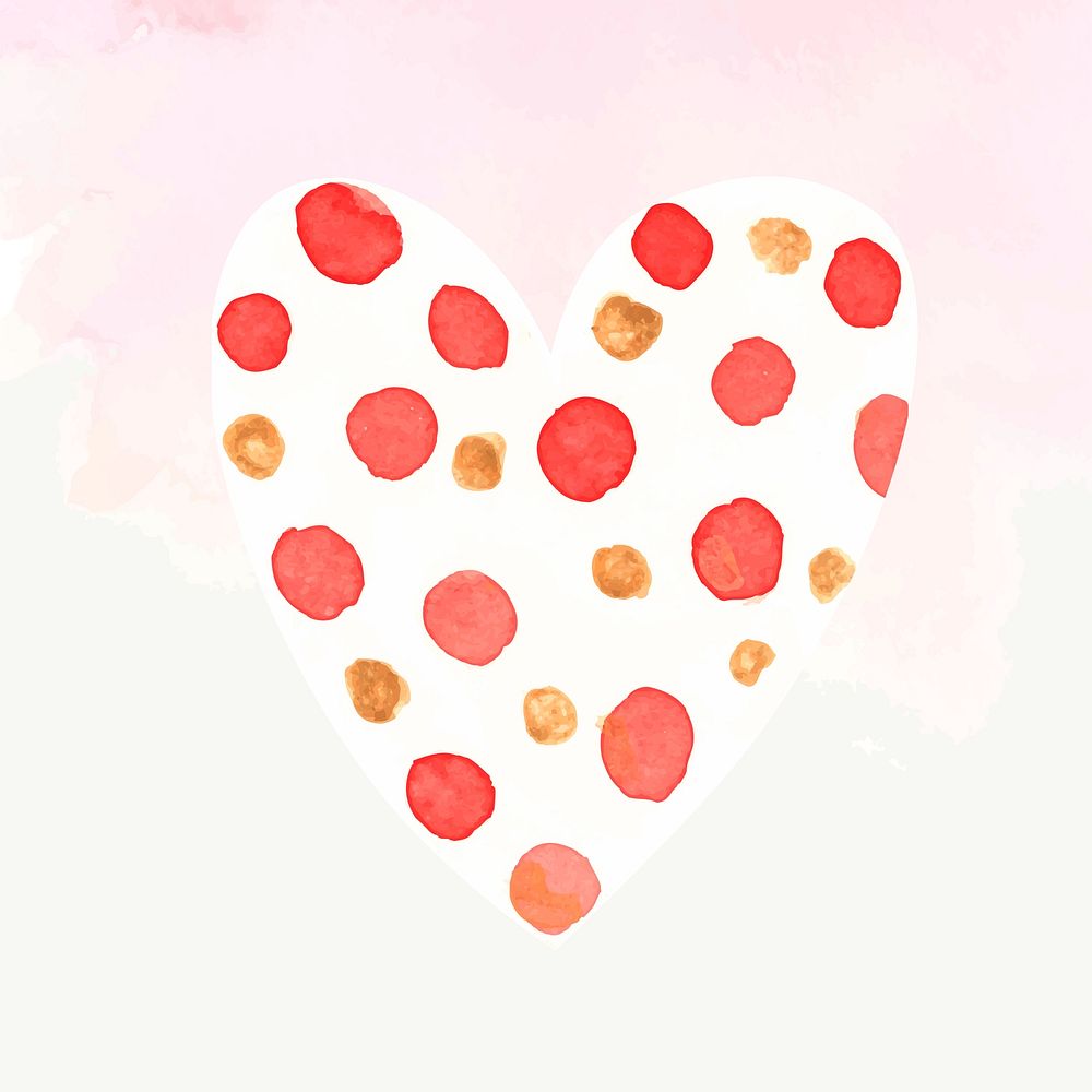 Valentine's polka dot heart icon vector
