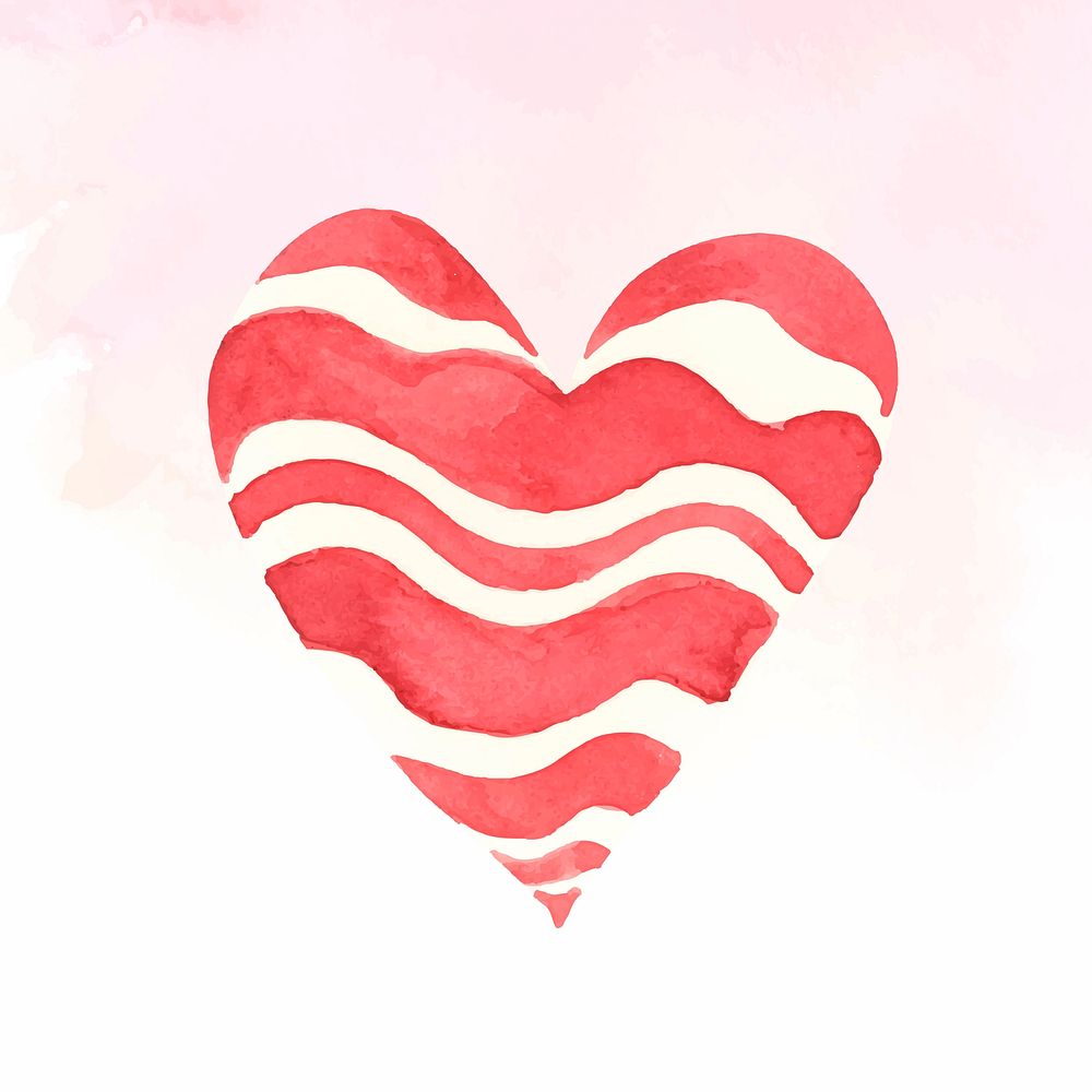 Striped watercolor heart badge icon