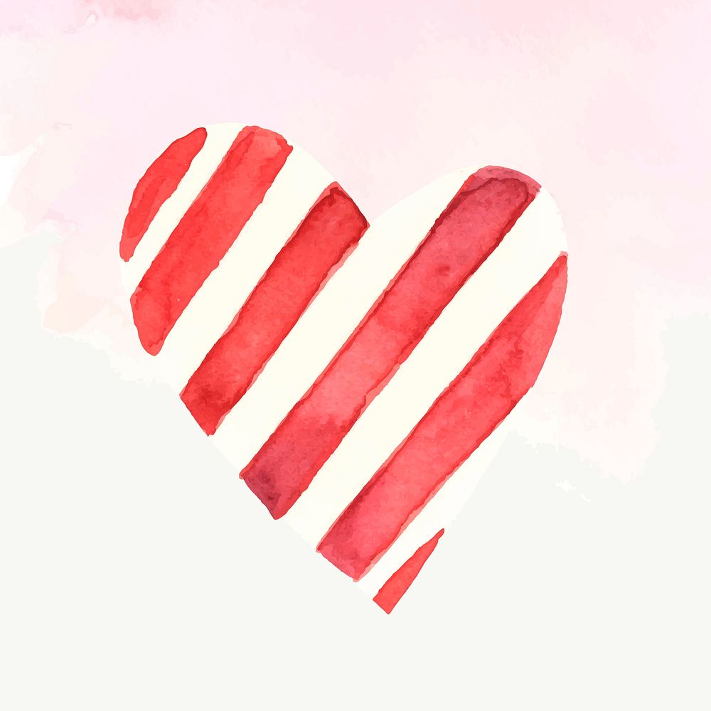 Valentine's striped heart icon vector